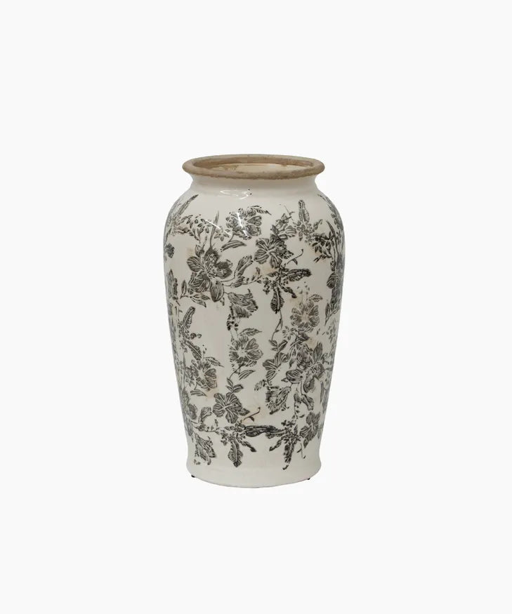 SMALL BLACK FLORAL VASE