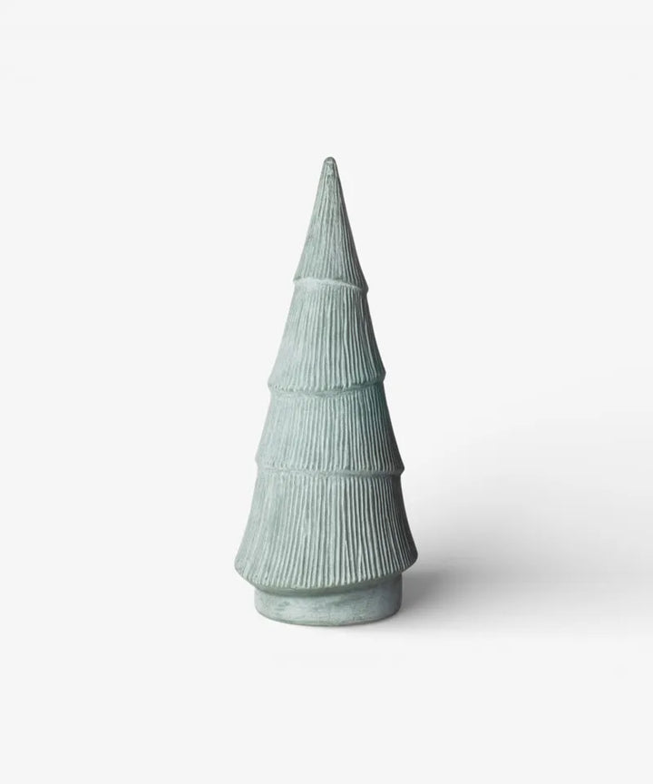 French Country Ridged Evergreen Stoneware Christmas Tree