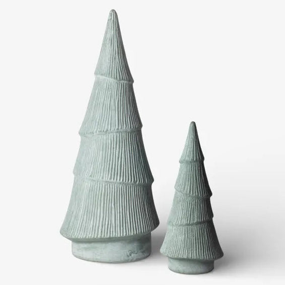 French Country Ridged Evergreen Stoneware Christmas Tree