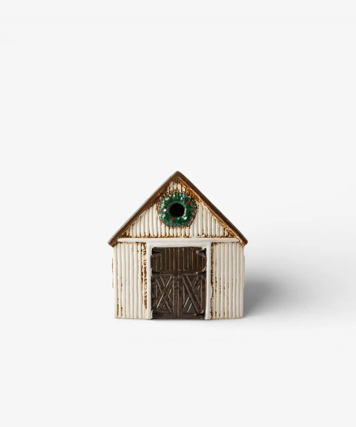 French Country Nordgard Stable with Wreath Tealight House