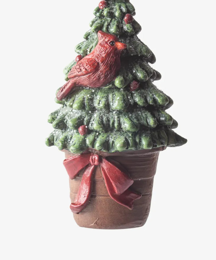 French Country Hanging Potted Tree with Bird
