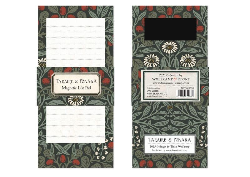 Taraire magnetic list pad on fridge