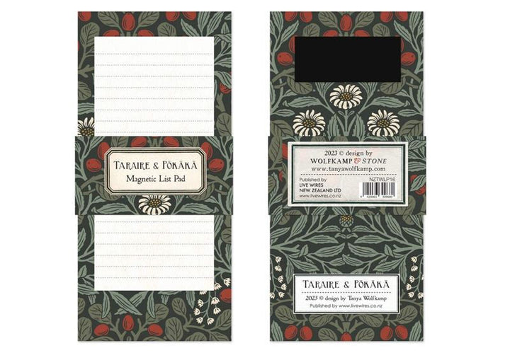Taraire magnetic list pad on fridge