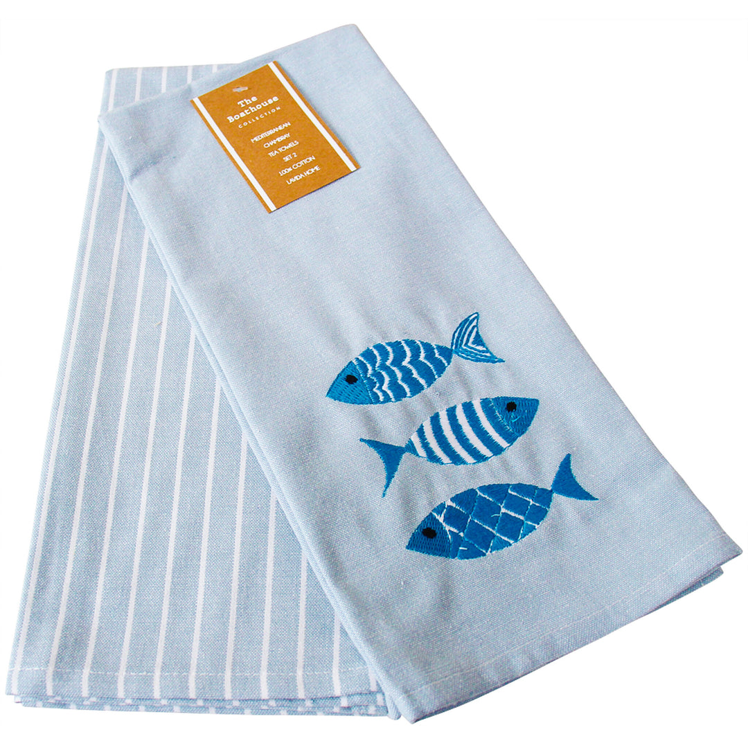 Embroidered Sardinia Tea Towel Set of 2