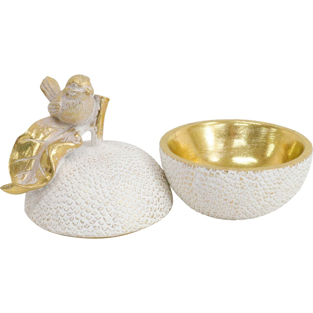 Apple Bird Trinket Box open showing gold-leaf interior - RAPT ONLINE