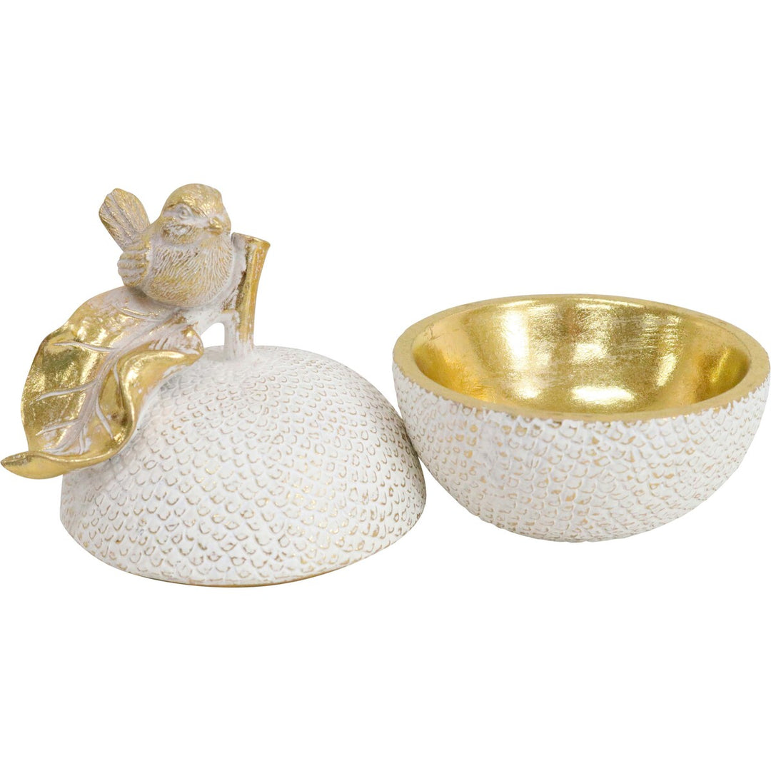 Apple Bird Trinket Box open showing gold-leaf interior - RAPT ONLINE