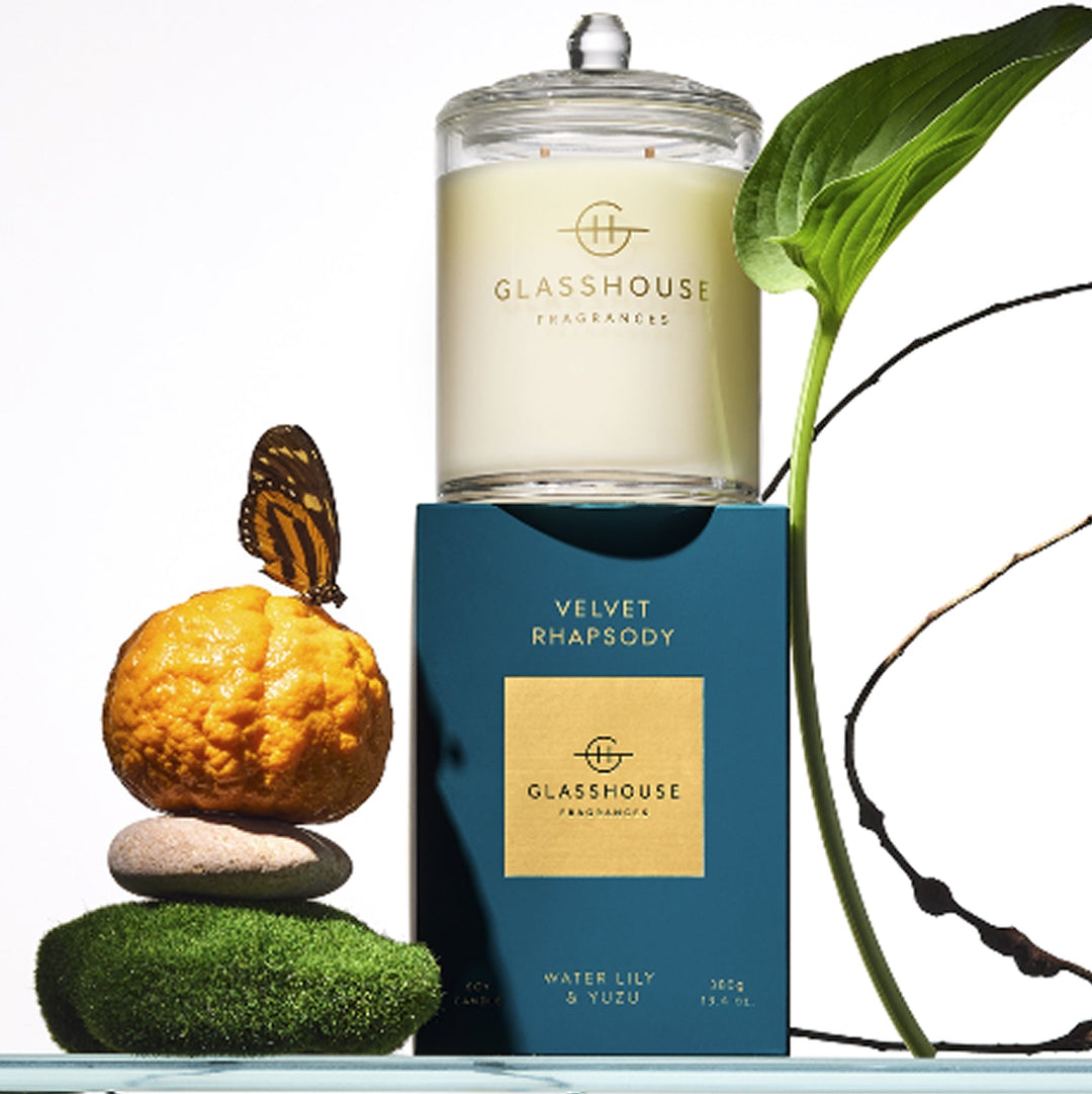 Glasshouse Velvet Rhapsody 380g soy candle (water lily and yuzu)