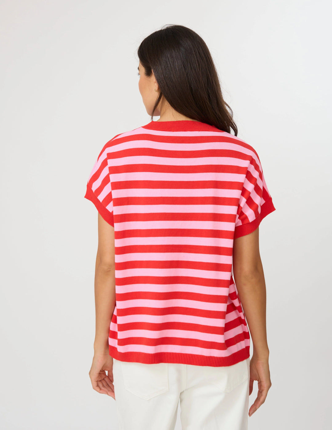 Stella + Gemma Pink & Red Striped Gwen Knit Tee