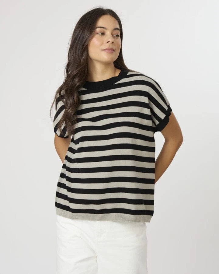 Stella + Gemma Sage & Black Striped Gwen Knit Tee