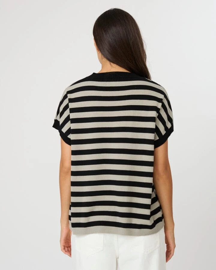 Stella + Gemma Sage & Black Striped Gwen Knit Tee