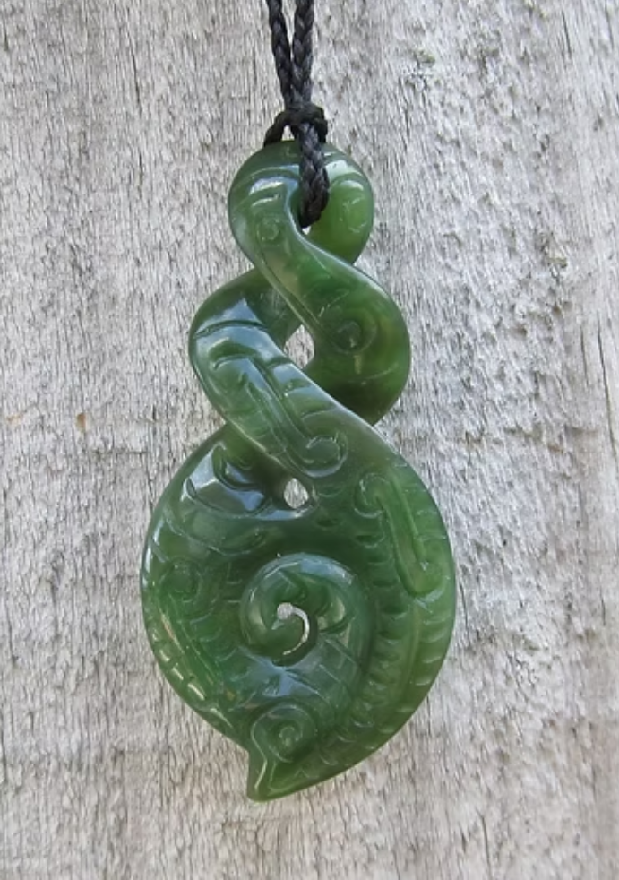 55mm Engraved Greenstone Twist Necklace
