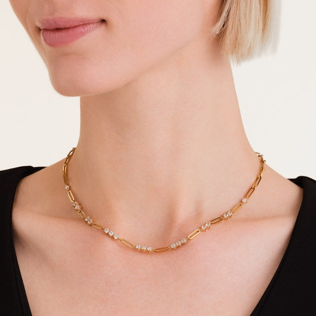 GRADUATED CRYSTAL NECKLACE GOLD