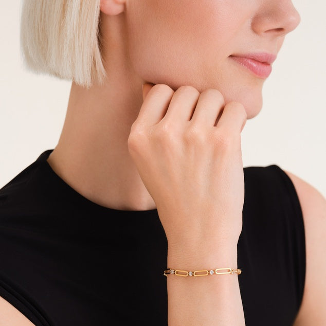 CRYSTAL PAPERCLIP GOLD BRACELET