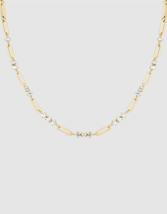 GRADUATED CRYSTAL NECKLACE GOLD