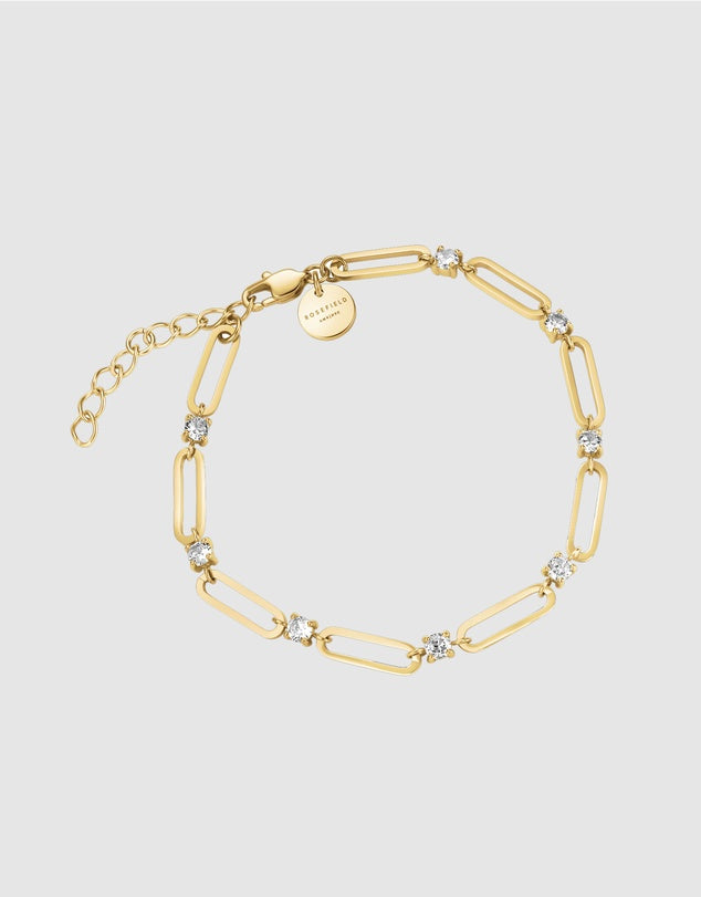 CRYSTAL PAPERCLIP GOLD BRACELET