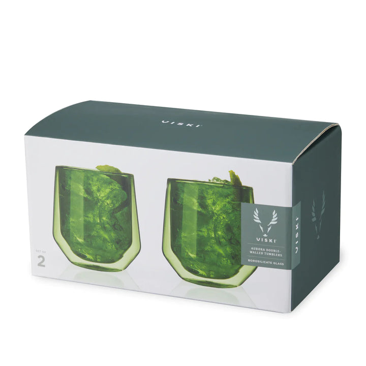 GREEN DOUBLE WALLED AURORA GLASSES - RAPT ONLINE