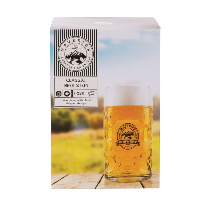 1 Litre Glass Beer Stein