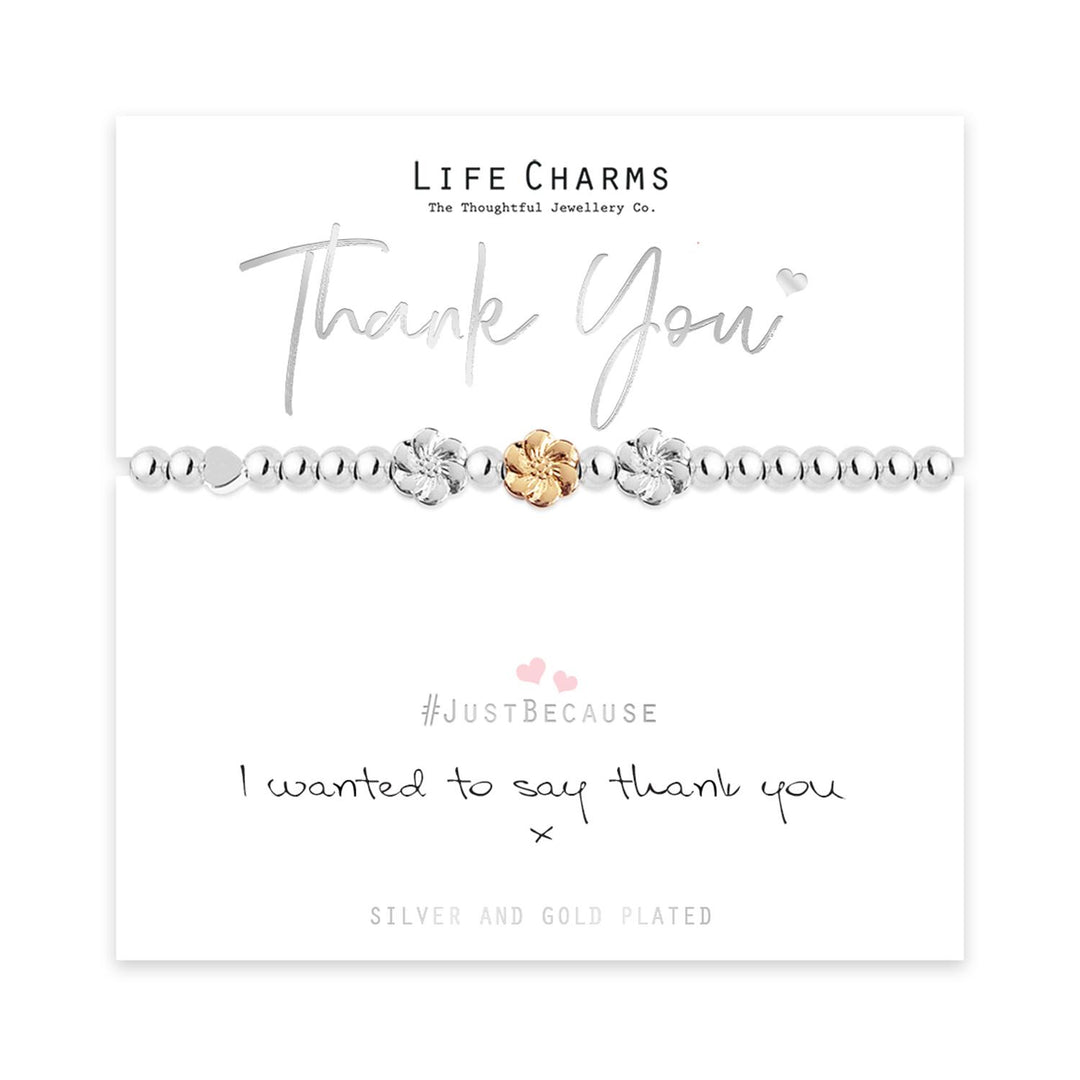 Thank You Life Charms Silver Bracelet