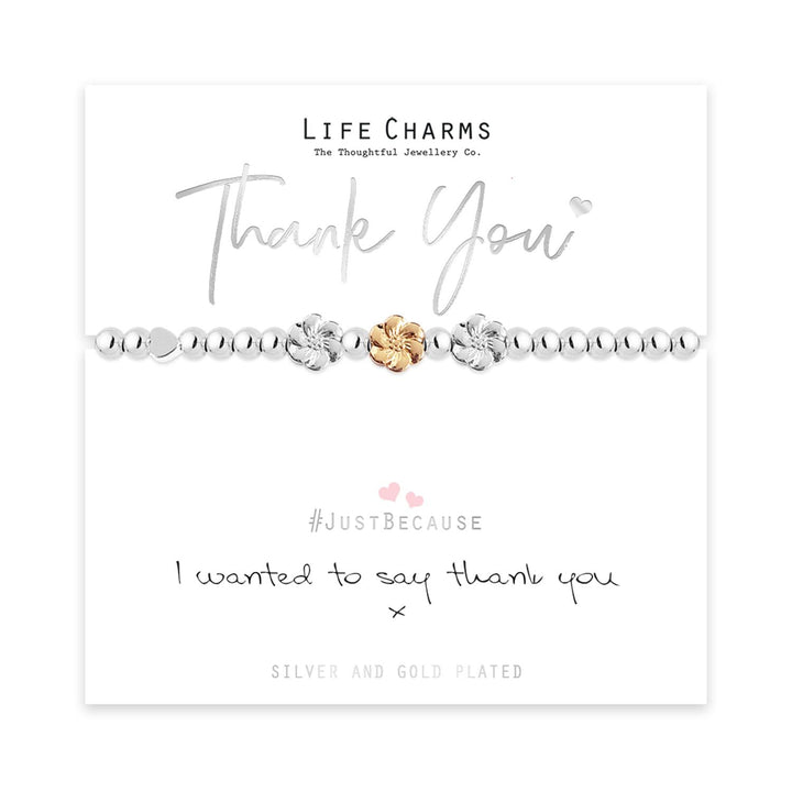 Thank You Life Charms Silver Bracelet
