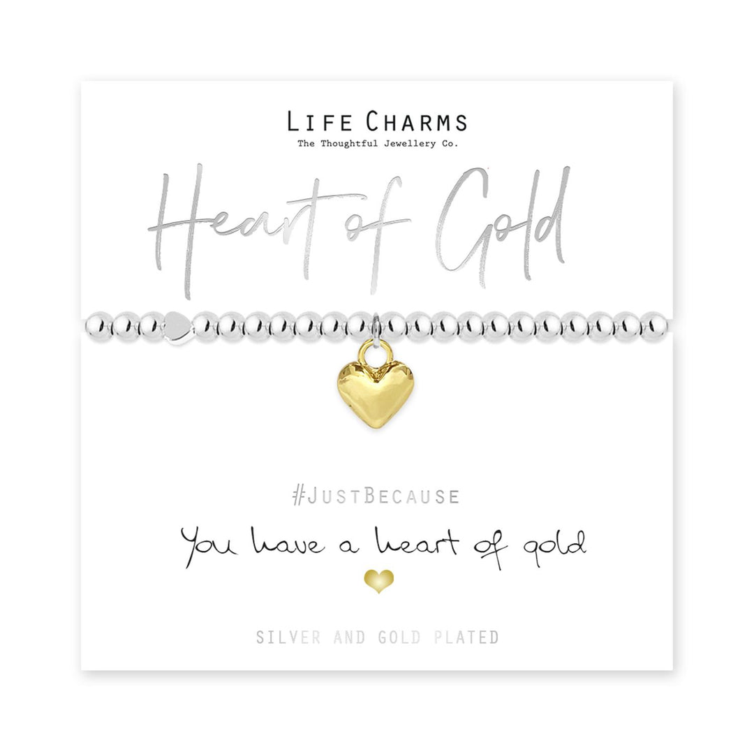Heart of Gold Life Charms Silver Bracelet