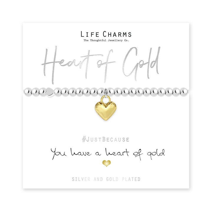 Heart of Gold Life Charms Silver Bracelet