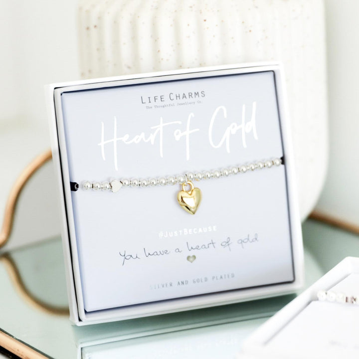 Heart of Gold Life Charms Silver Bracelet