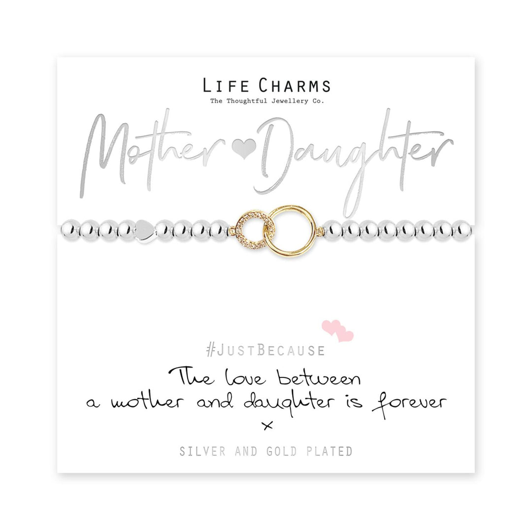 Mother & Daughter Life Charms Silver Bracelet
