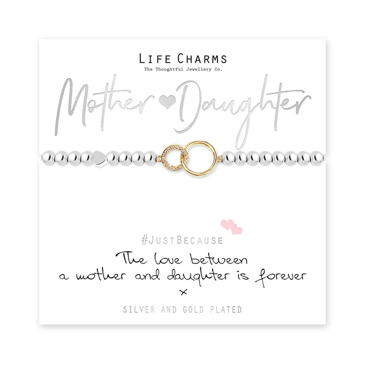 Mother & Daughter Life Charms Silver Bracelet