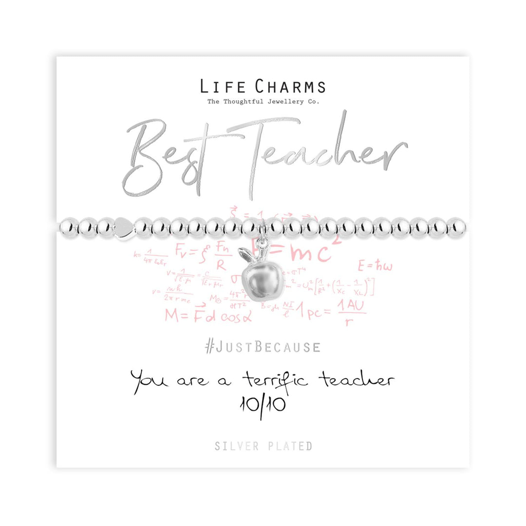 Best Teacher Life Charms Silver Bracelet