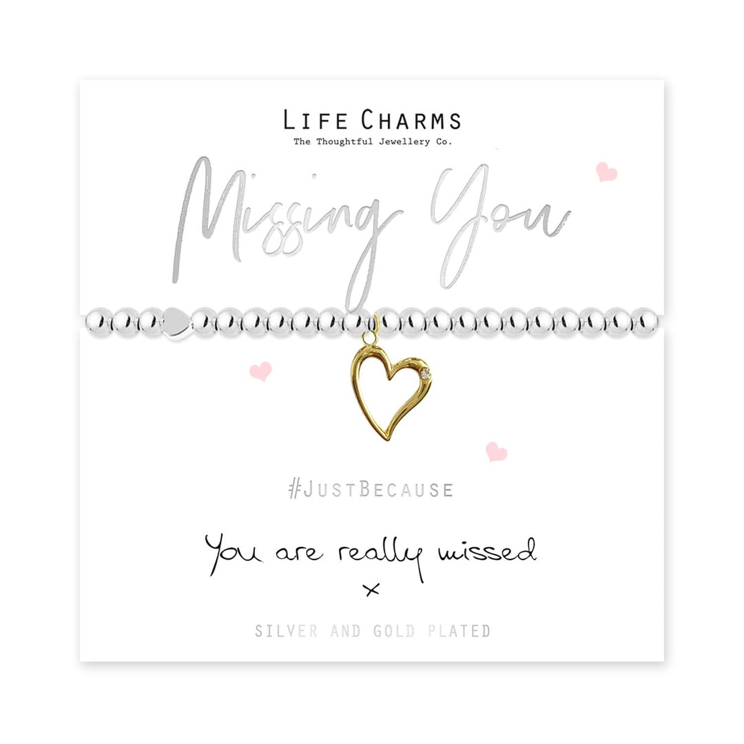Missing You Life Charms Silver Bracelet