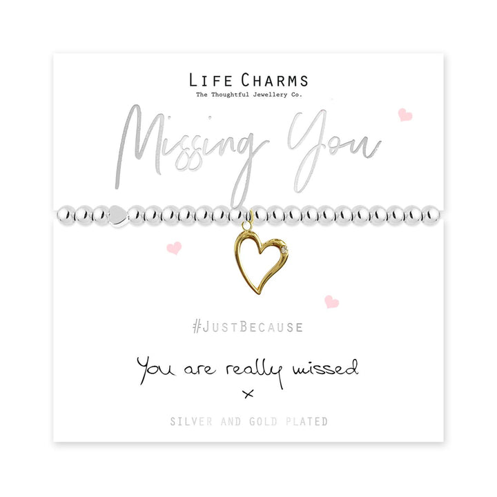 Missing You Life Charms Silver Bracelet