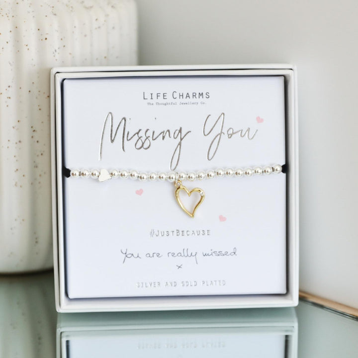 Missing You Life Charms Silver Bracelet