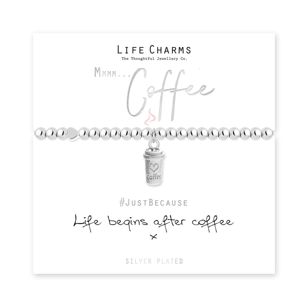 Coffee Life Charms Silver Bracelet