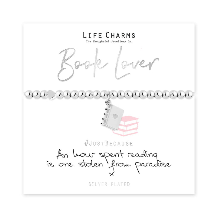 Book Lover Life Charms Silver Bracelet
