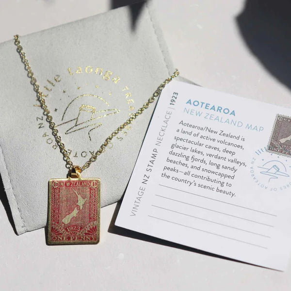 AOTEAROA MAP STAMP NECKLACE