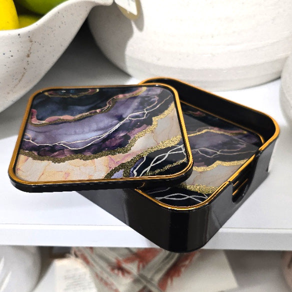 11cm Marbled Coaster Set
