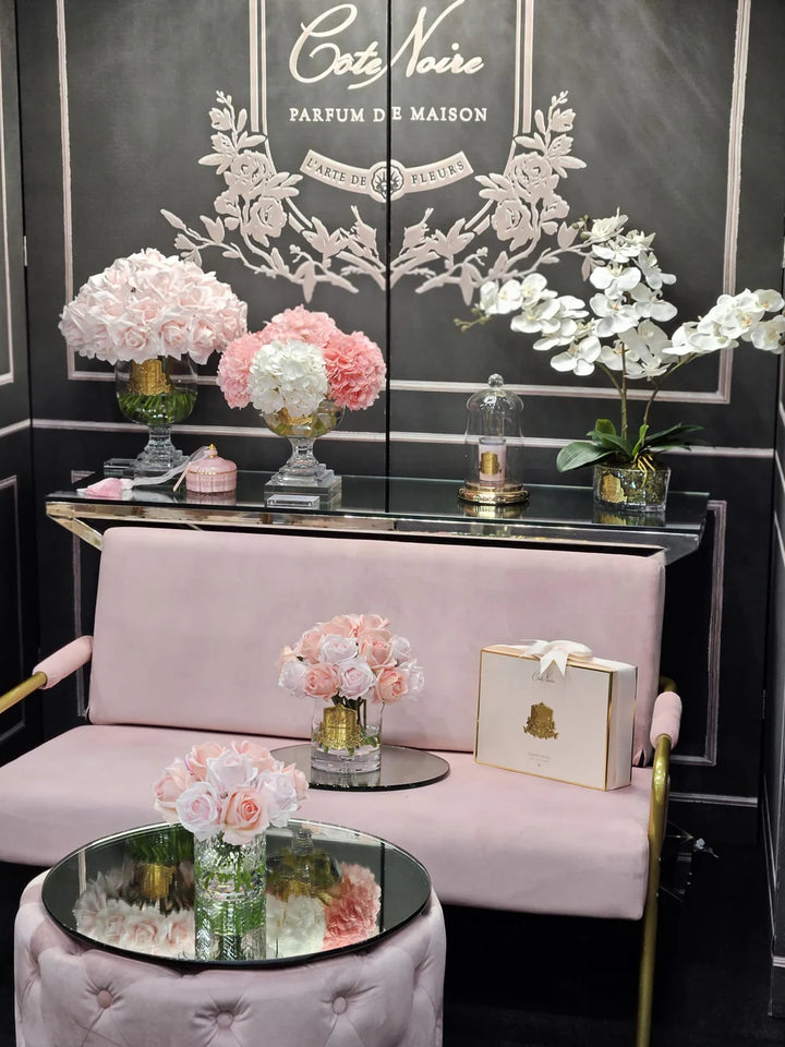 Cote Noire White oval Orchid Arrangment