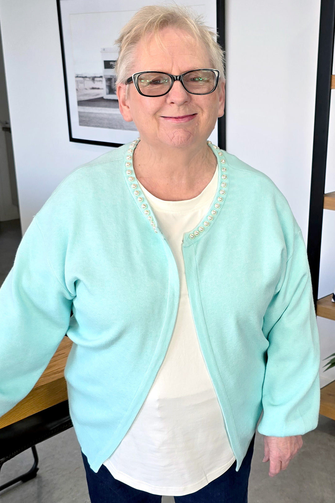 Isle of Mine Nell Pearl Ice Blue cardigan