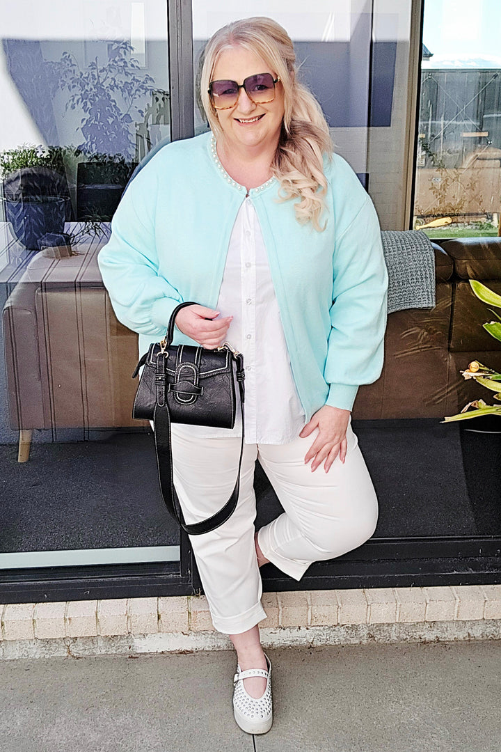 Isle of Mine Nell Pearl Ice Blue cardigan