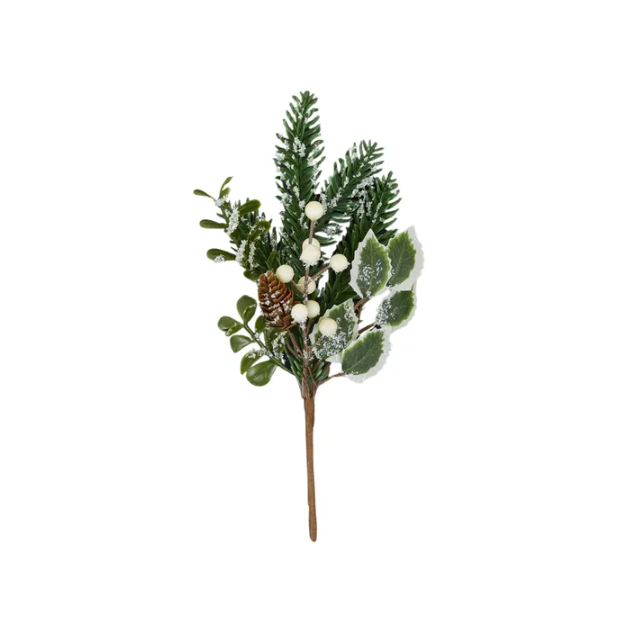25cm Pine & Pinecone Snowy Spray