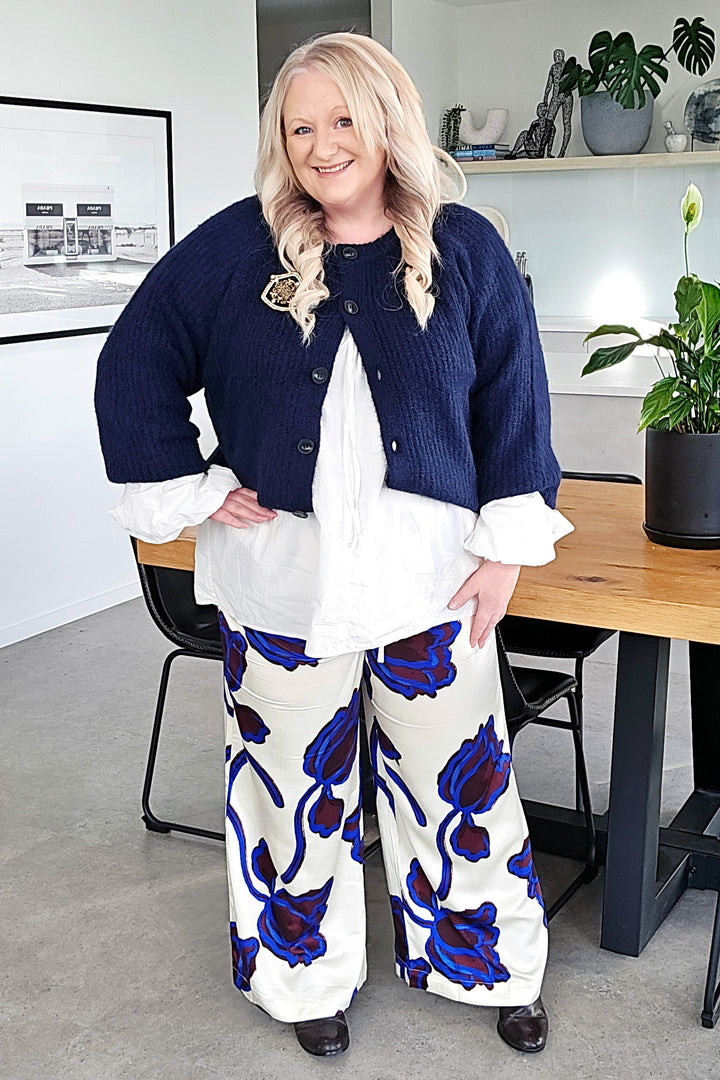 Sass Navy Posie Fluffy Cardigan