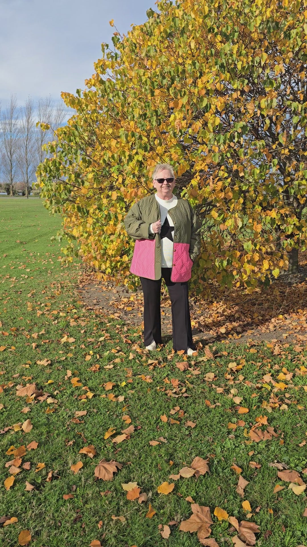 Betty Basics Quincy Pink & Khaki Padded Jacket