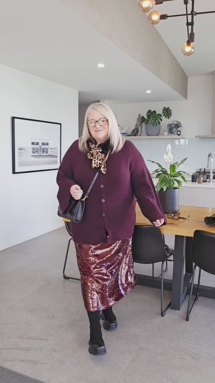 Fate & Becker Burgundy Zinnia Fluffy Cardigan