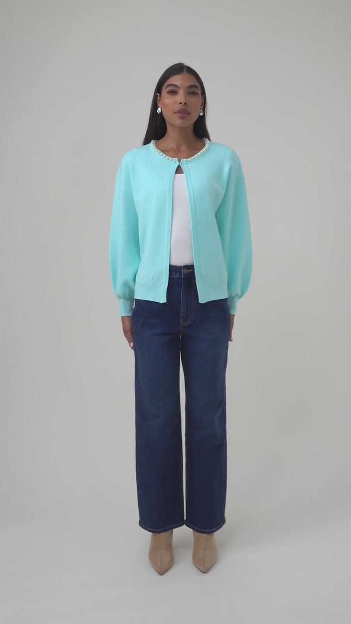 Isle of Mine Nell Pearl Ice Blue cardigan