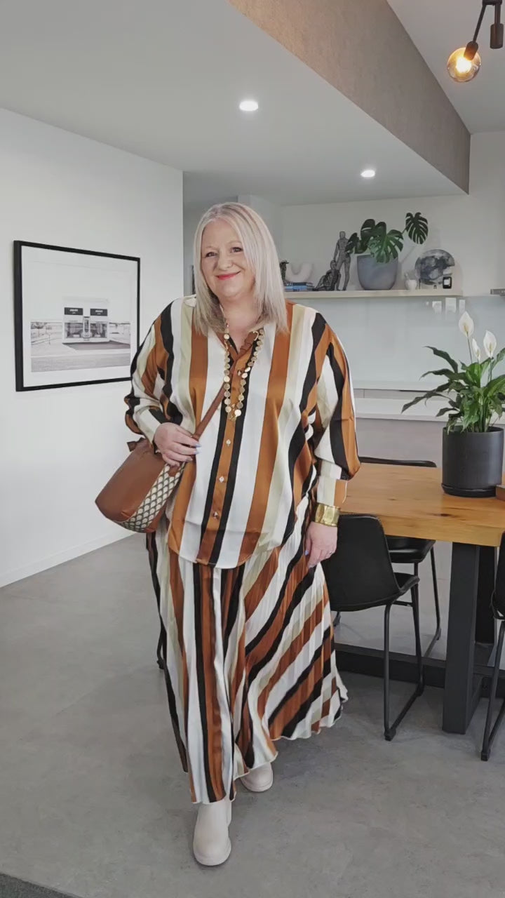 Brave & True Oakley Stripe Alias Pleated Skirt