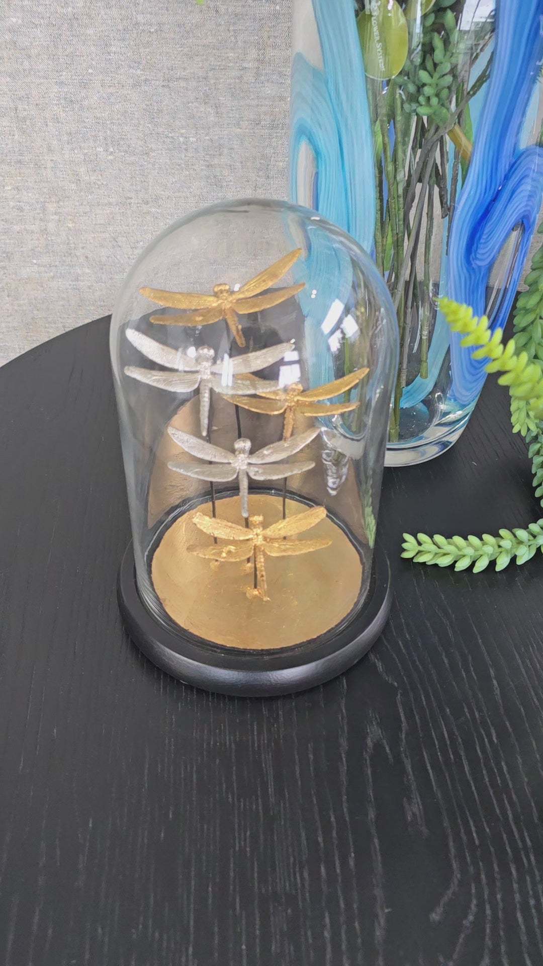 26cm Gold & Silver Dragonflies Cloche