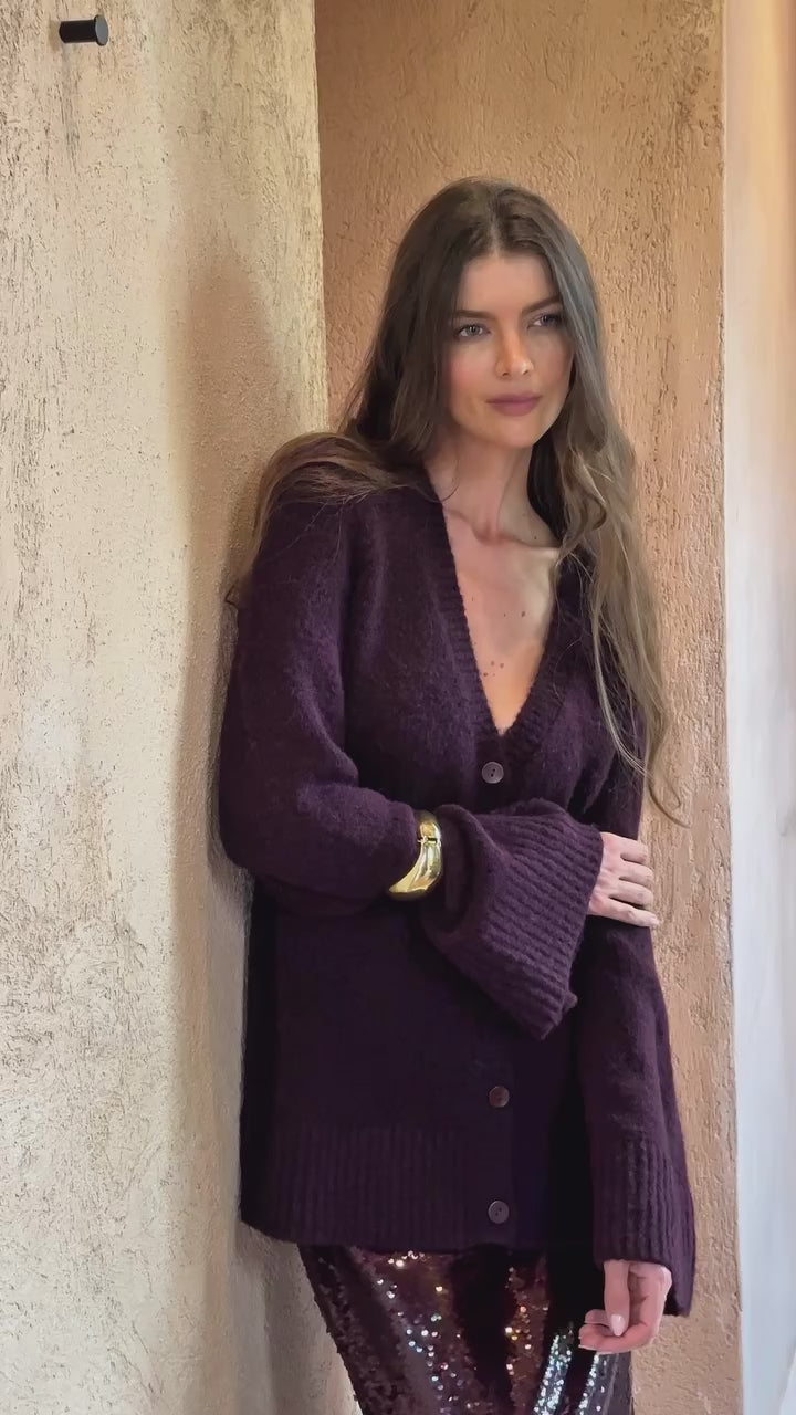Fate & Becker Burgundy Zinnia Fluffy Cardigan