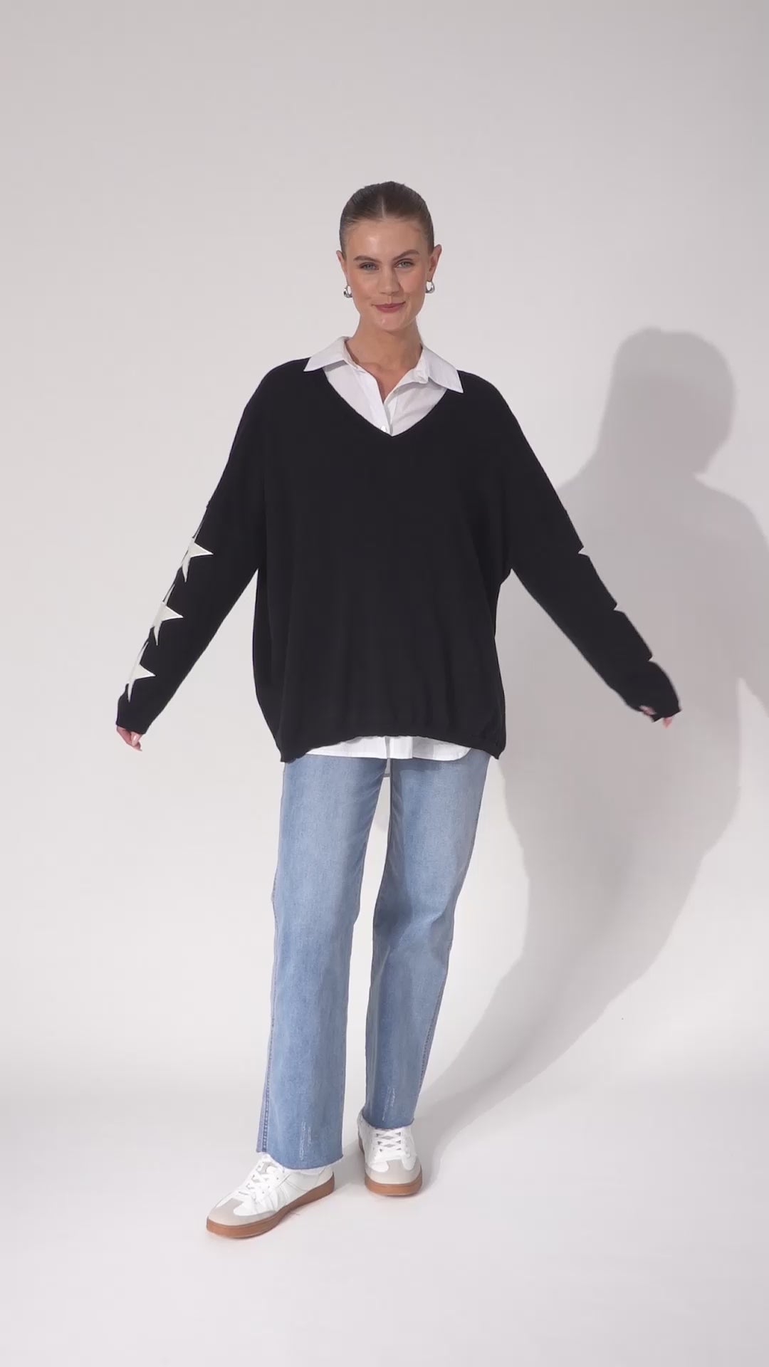 Haven Black Vermont V Neck Knit Jumper