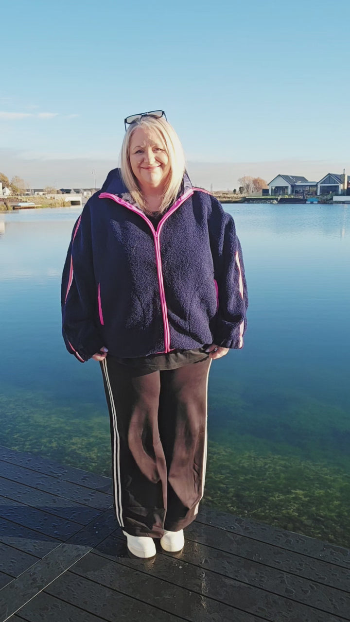 Betty Basics Navy Aubrey Fleece Jacket