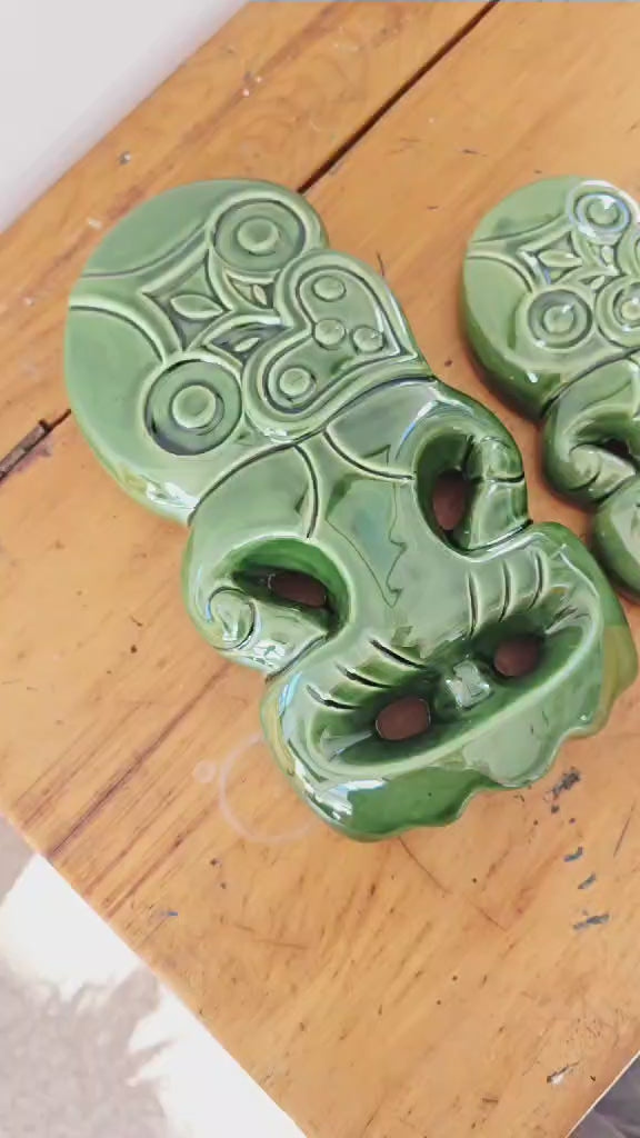 Medium 20cm Ceramic Tiki Wall Art
